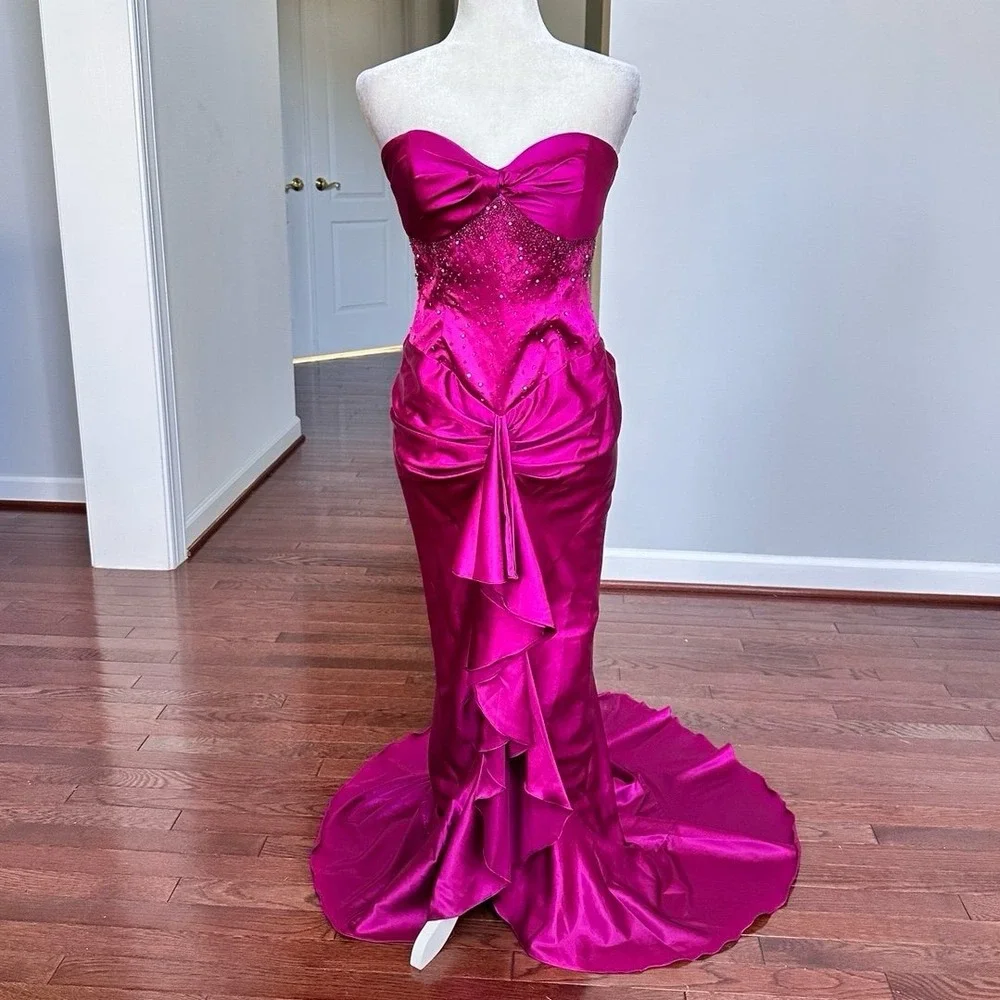 hire bridesmaid dresses nz Cinderella Divine CD231 Ruched Corset Slit Deep V Neck Slit Leg Dress main image 0